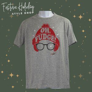 A Christmas Story “Oh Fudge” Grey T-shirt unisex Size M Funny Holiday Movie